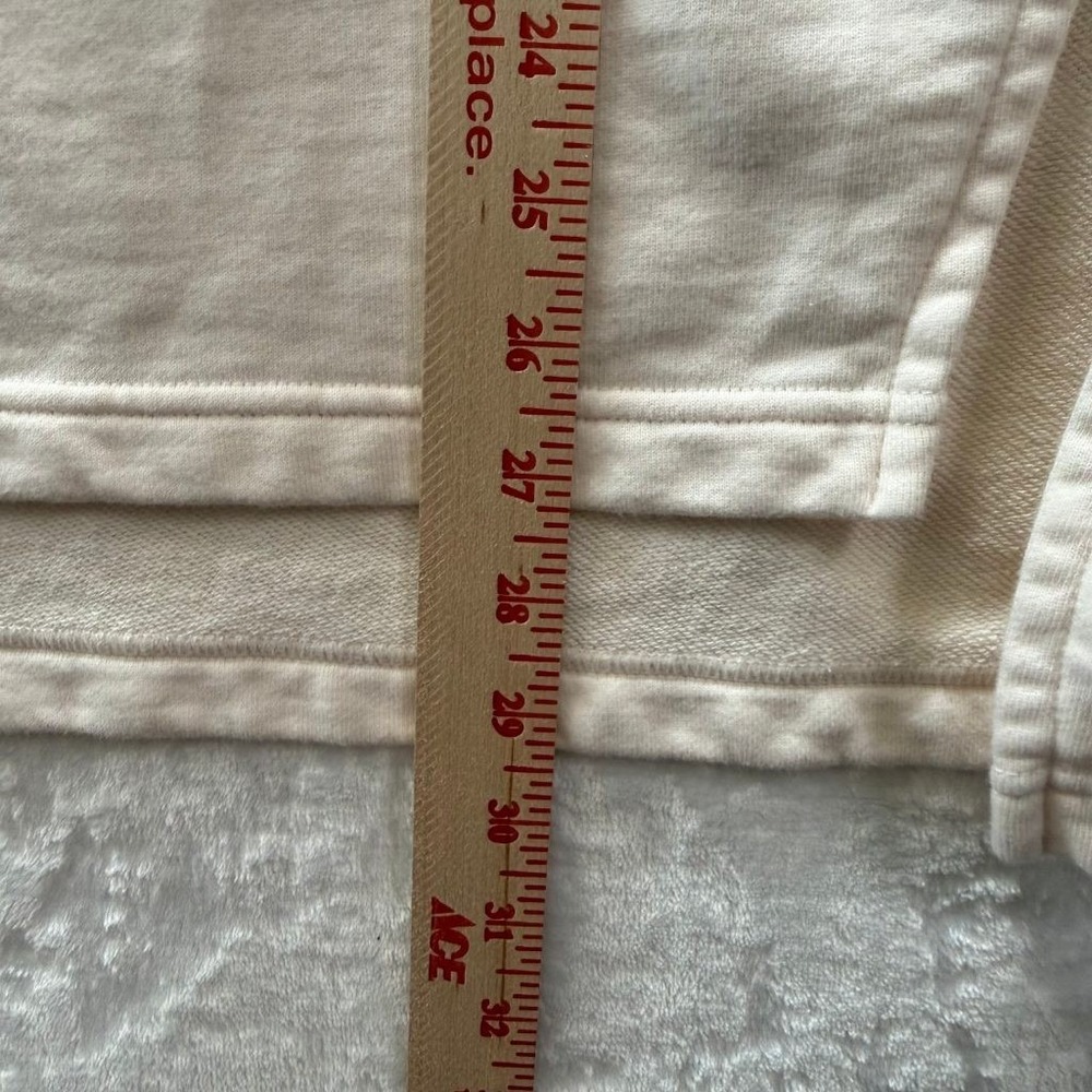 Athleta XS Cream Hooded Sweatshirt Tunic Pullover Split Hem 100% Cotton - Picture 6 of 9